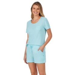 Women's Cuddl Duds® Pajamas: Essential Sleep Tee & Boxers Set -Cuddl Duds Shop 2642178 ALT2