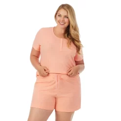 Plus Size Cuddl Duds Essentials Pajama Tee & Pajama Boxers Sleep Set -Cuddl Duds Shop 3034455 ALT2
