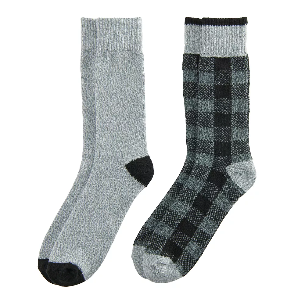 Men's Climatesmart® By Cuddl Duds 2-Pack Buffalo Check & Twist Crew Socks 4 Men's Climatesmart® By Cuddl Duds 2-Pack Buffalo Check & Twist Crew Socks - Image 2
