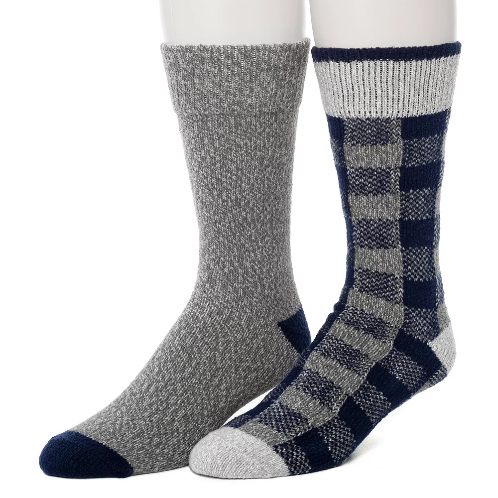 Men's Climatesmart® By Cuddl Duds 2-Pack Buffalo Check & Twist Crew Socks 3 Men's Climatesmart® By Cuddl Duds 2-Pack Buffalo Check & Twist Crew Socks