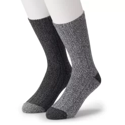 Cuddl Duds Socks For Men 2-Pack Twist Ribbed Crew Socks