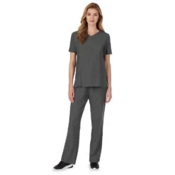 Petite Cuddl Duds® Scrubs Classic V-Neck Top -Cuddl Duds Shop 4317900 ALT2