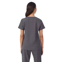 Petite Cuddl Duds® Scrubs V-Neck Top With 3 Pockets -Cuddl Duds Shop 4320369 ALT