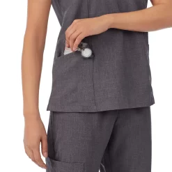 Petite Cuddl Duds® Scrubs Top With 2 Pockets -Cuddl Duds Shop 4320459 ALT3