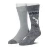 Cuddl Duds Socks For Men 2-pack Fairisle & Solid Crew Socks -Cuddl Duds Shop 5048670 Grey Deer