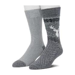 Cuddl Duds Socks For Men 2-pack Fairisle & Solid Crew Socks