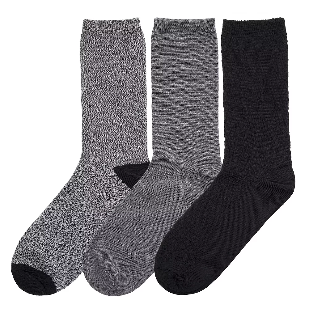 Women's Cuddl Duds® 3-Pack Everyday Plushfill* Midweight Geometric Textured Crew Socks 4 Women's Cuddl Duds® 3-Pack Everyday Plushfill* Midweight Geometric Textured Crew Socks - Image 2