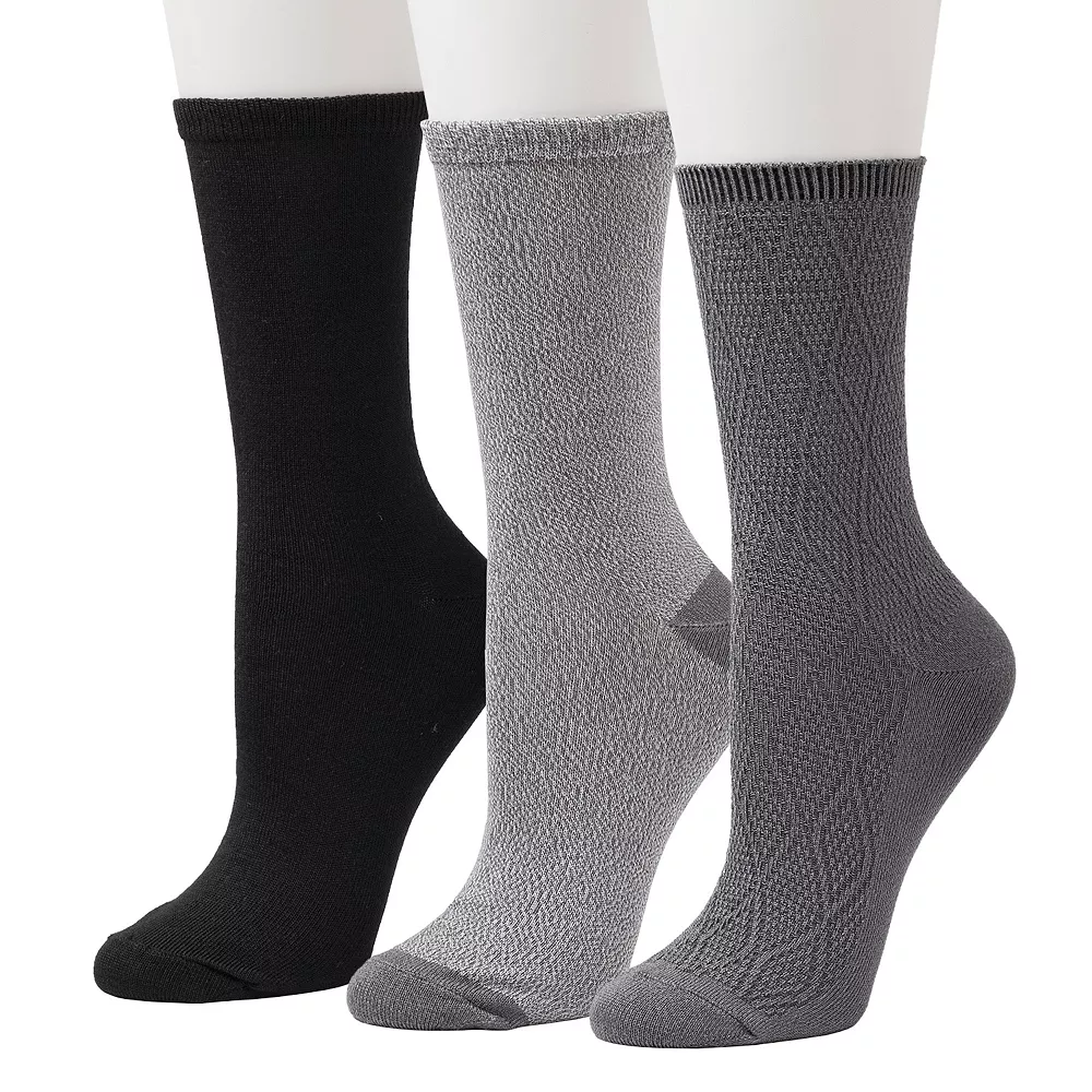 Women's Cuddl Duds® 3-Pack Everyday Plushfill* Midweight Geometric Textured Crew Socks 3 Women's Cuddl Duds® 3-Pack Everyday Plushfill* Midweight Geometric Textured Crew Socks