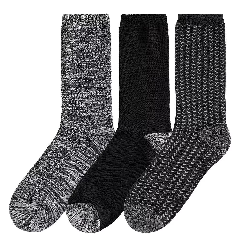 Women's Cuddl Duds® 3-Pack Plushfill* Birdseye Spacedye Check Crew Socks 3 Women's Cuddl Duds® 3-Pack Plushfill* Birdseye Spacedye Check Crew Socks - Image 2