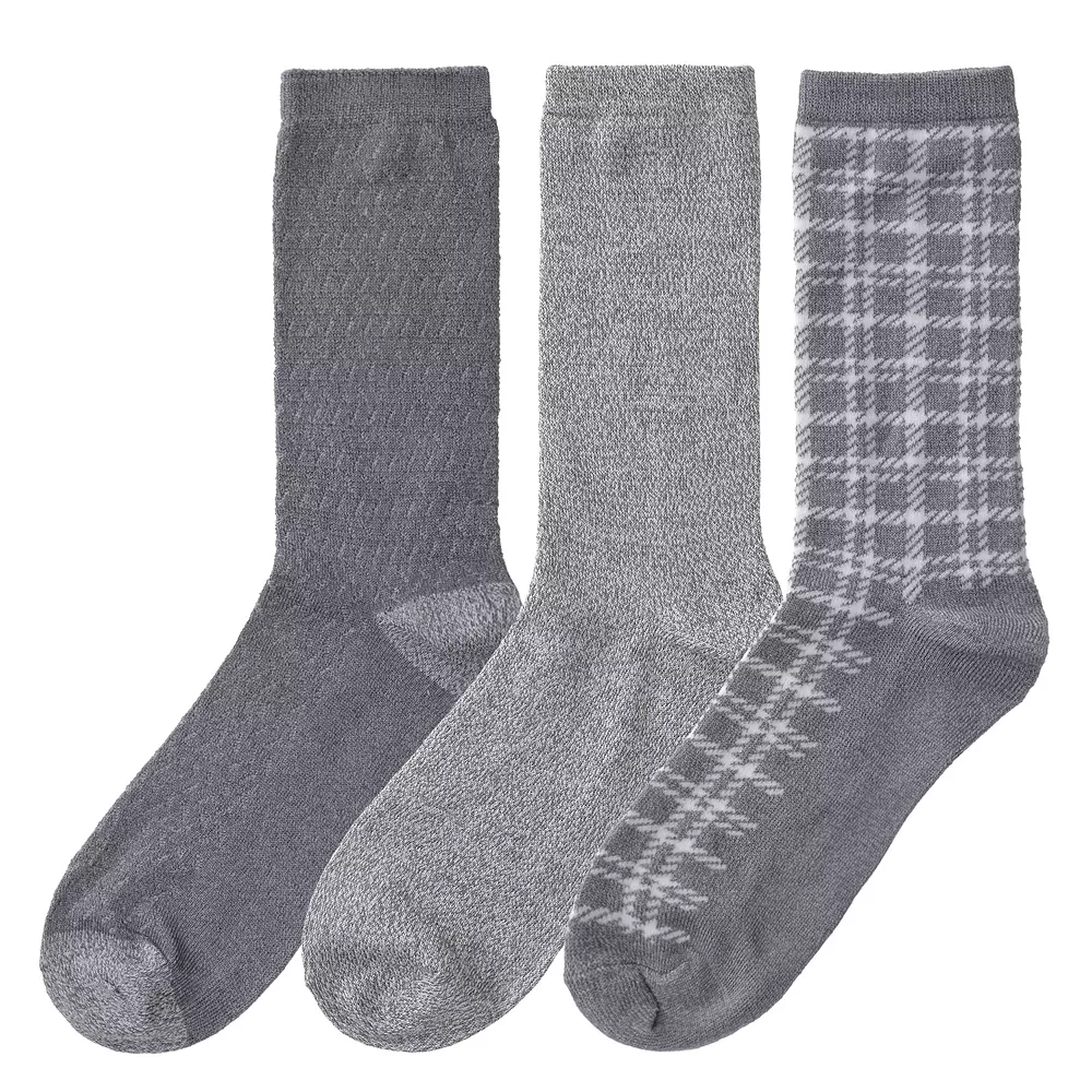 Women's Cuddl Duds® 3-Pack Plushfill* Plaid Crew Socks 4 Women's Cuddl Duds® 3-Pack Plushfill* Plaid Crew Socks - Image 2