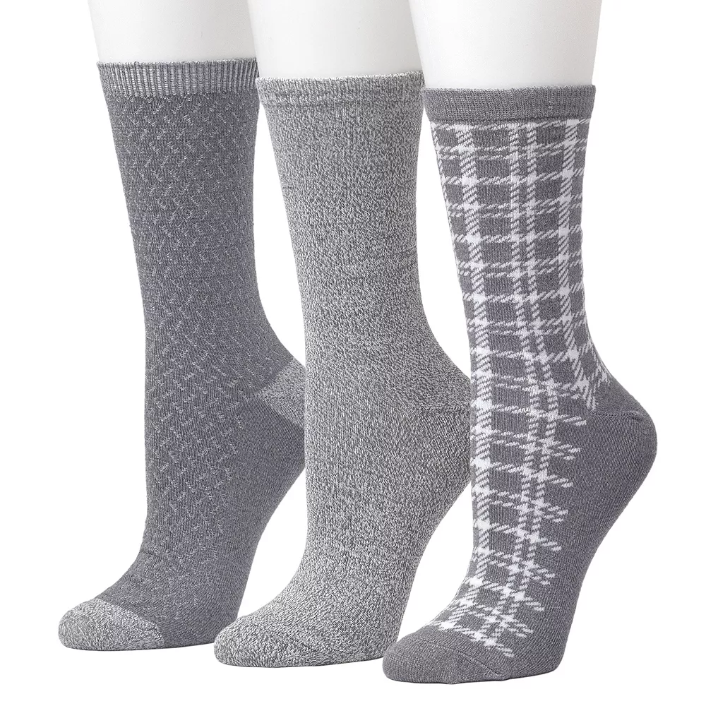 Women's Cuddl Duds® 3-Pack Plushfill* Plaid Crew Socks 3 Women's Cuddl Duds® 3-Pack Plushfill* Plaid Crew Socks