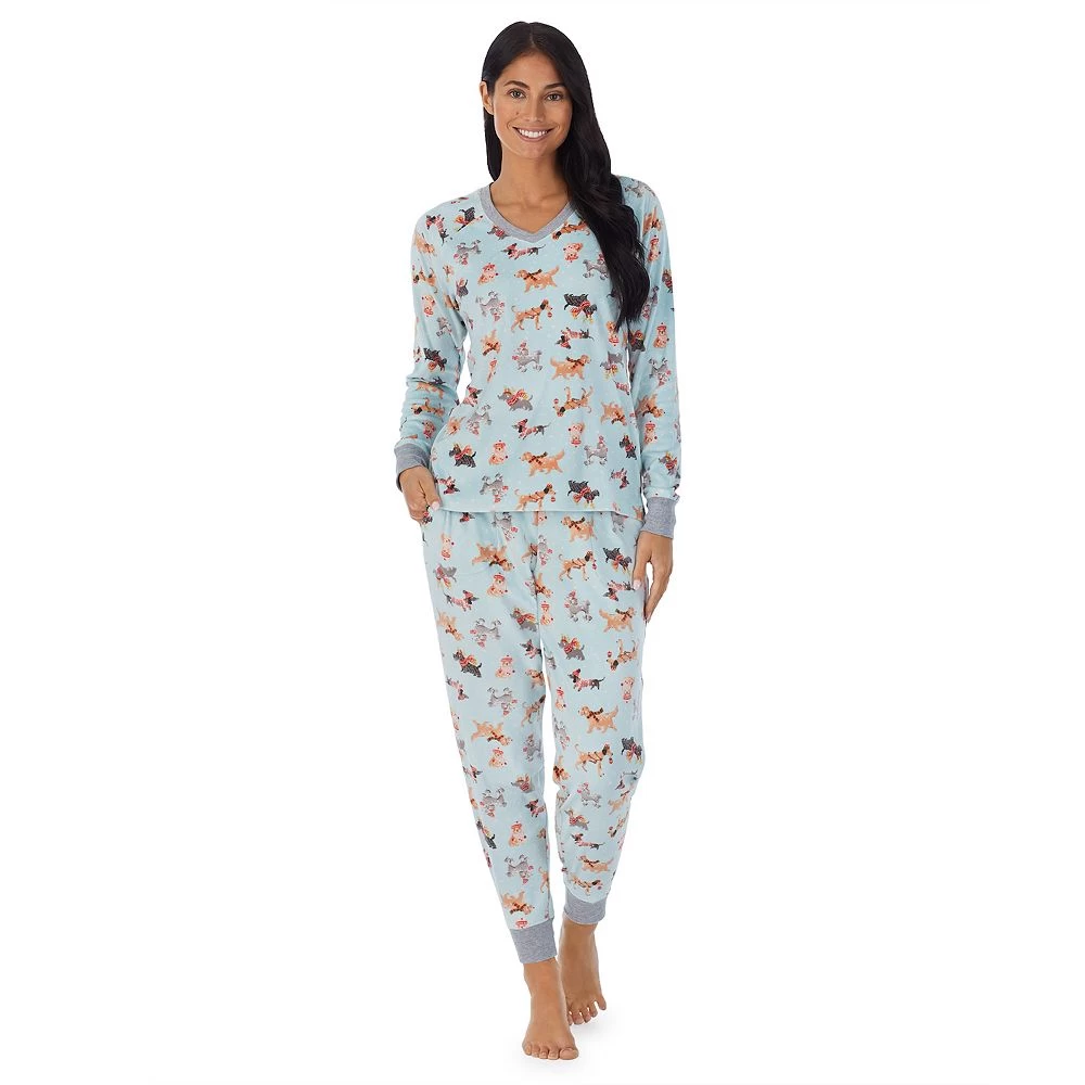 Women's Cuddl Duds® Velour Fleece V-Neck Pajama Top And Banded Bottom Pajama Pants Sleep Set 3 Women's Cuddl Duds® Velour Fleece V-Neck Pajama Top And Banded Bottom Pajama Pants Sleep Set