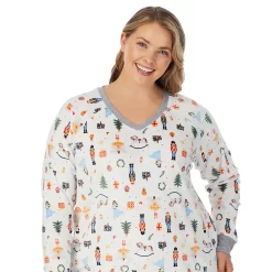 Plus Size Cuddl Duds® Velour Fleece V-Neck Pajama Top And Banded Bottom Pajama Pants Sleep Set -Cuddl Duds Shop 5588942 ALT2