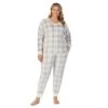 Plus Size Cuddl Duds® Velour Fleece V-Neck Pajama Top And Banded Bottom Pajama Pants Sleep Set 2 Plus Size Cuddl Duds® Velour Fleece V-Neck Pajama Top And Banded Bottom Pajama Pants Sleep Set -Cuddl Duds Shop 5588942 Grey Plaid