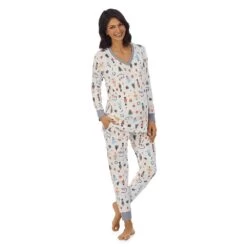 Maternity Cuddl Duds® Velour Fleece V-Neck Pajama Top & Pajama Jogger Pants Sleep Set