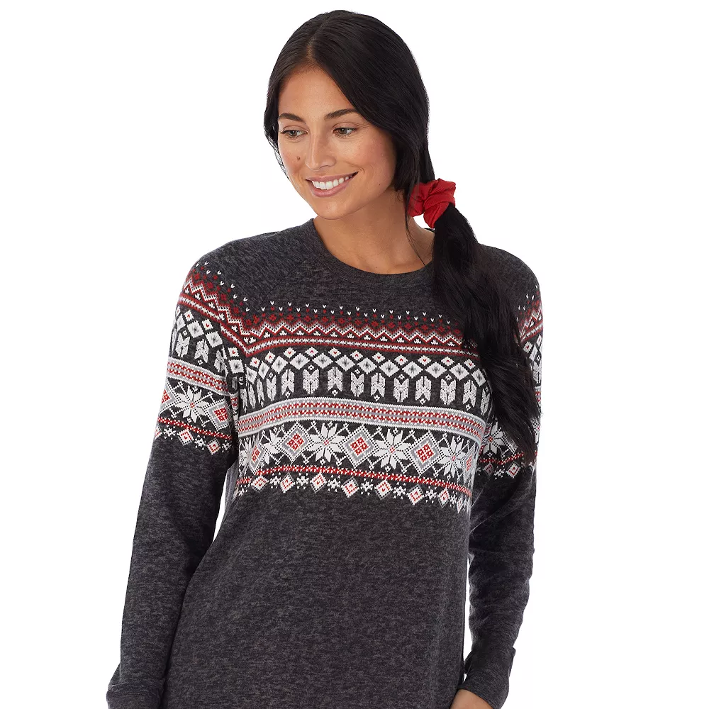 Women's Cuddl Duds 3-pc. Knit Long Sleeve Pajama Top, Banded Bottom Pajama Pants & Scrunchie Set 5 Women's Cuddl Duds 3-pc. Knit Long Sleeve Pajama Top, Banded Bottom Pajama Pants & Scrunchie Set - Image 3