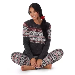 Women's Cuddl Duds 3-pc. Knit Long Sleeve Pajama Top, Banded Bottom Pajama Pants & Scrunchie Set 9 Women's Cuddl Duds 3-pc. Knit Long Sleeve Pajama Top, Banded Bottom Pajama Pants & Scrunchie Set -Cuddl Duds Shop 5591782 ALT3