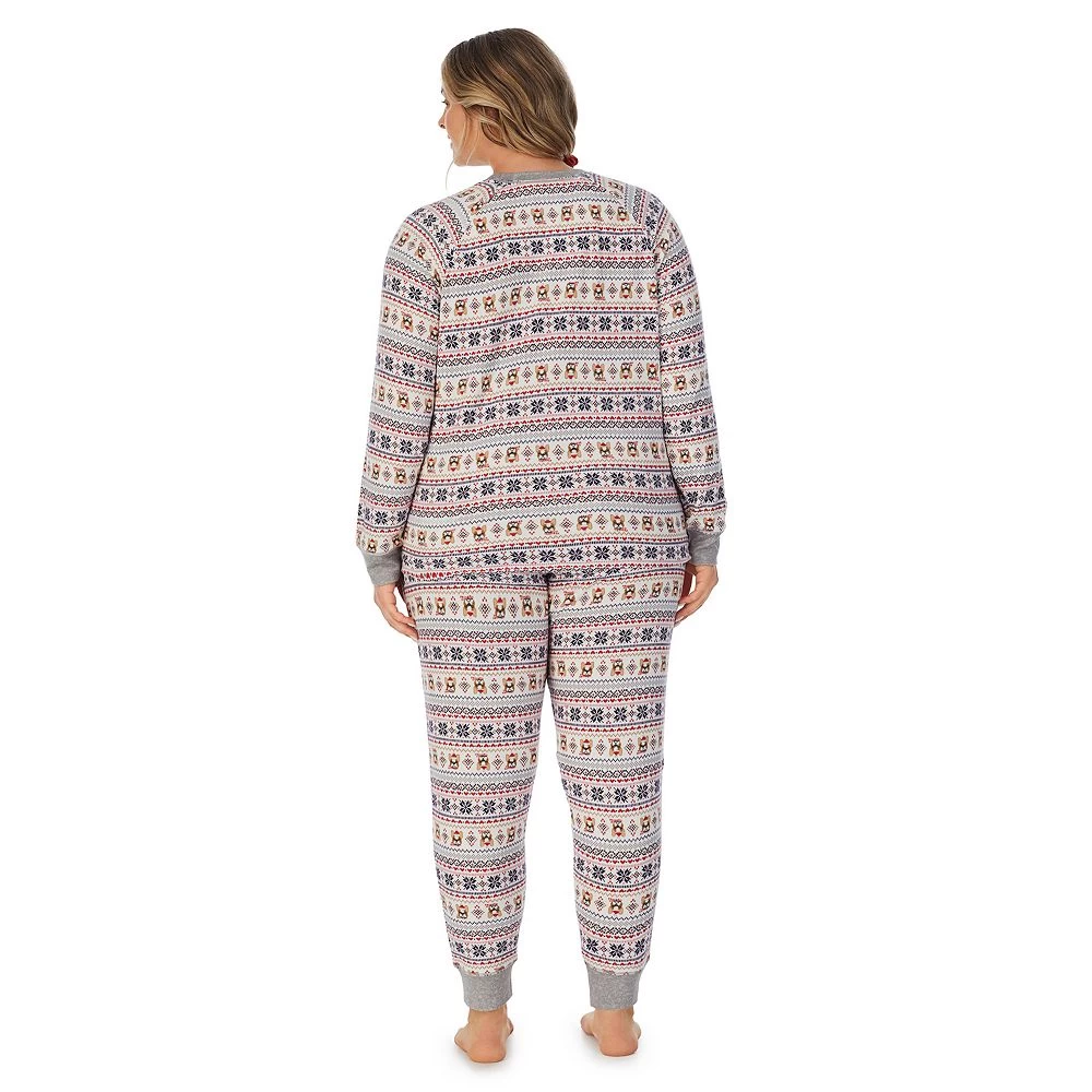 Plus Size Cuddl Duds 3-pc. Knit Long Sleeve Pajama Top, Banded Bottom Pajama Pants & Scrunchie Set 4 Plus Size Cuddl Duds 3-pc. Knit Long Sleeve Pajama Top, Banded Bottom Pajama Pants & Scrunchie Set - Image 2