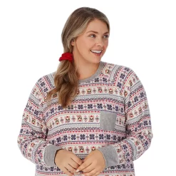 Plus Size Cuddl Duds 3-pc. Knit Long Sleeve Pajama Top, Banded Bottom Pajama Pants & Scrunchie Set 8 Plus Size Cuddl Duds 3-pc. Knit Long Sleeve Pajama Top, Banded Bottom Pajama Pants & Scrunchie Set -Cuddl Duds Shop 5591783 ALT2