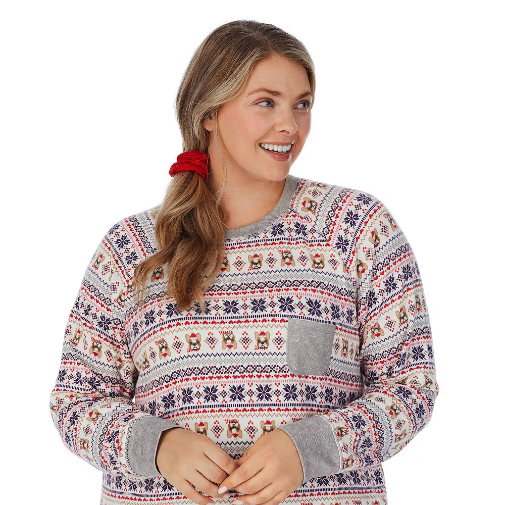 Plus Size Cuddl Duds 3-pc. Knit Long Sleeve Pajama Top, Banded Bottom Pajama Pants & Scrunchie Set 5 Plus Size Cuddl Duds 3-pc. Knit Long Sleeve Pajama Top, Banded Bottom Pajama Pants & Scrunchie Set - Image 3