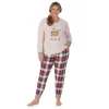 Plus Size Cuddl Duds 3-pc. Knit Long Sleeve Pajama Top, Banded Bottom Pajama Pants & Scrunchie Set -Cuddl Duds Shop 5591783 Red Cream Plaid