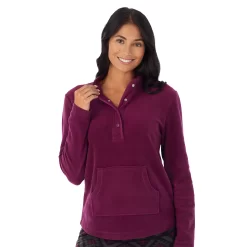 Women's Cuddl Duds Fleece Long Sleeve Pajama Top And Banded Bottom Pajama Pants Sleep Set -Cuddl Duds Shop 5595478 ALT2