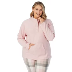 Plus Size Cuddl Duds Fleece Long Sleeve Pajama Top And Banded Bottom Pajama Pants Sleep Set -Cuddl Duds Shop 5595480 ALT2