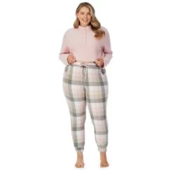 Plus Size Cuddl Duds Fleece Long Sleeve Pajama Top And Banded Bottom Pajama Pants Sleep Set -Cuddl Duds Shop 5595480 ALT3
