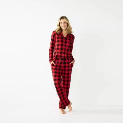 Women's Jammies For Your Families® Beary Cool Buffalo Check Pajama Set By Cuddl Duds® -Cuddl Duds Shop 5601557 ALT2