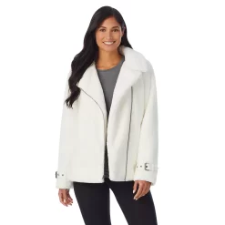 Women's Cuddl Duds Fleece Faux-Fur Moto Jacket -Cuddl Duds Shop 5624948 ALT3