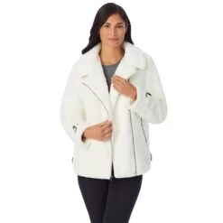 Women's Cuddl Duds Fleece Faux-Fur Moto Jacket -Cuddl Duds Shop 5624948 ALT4