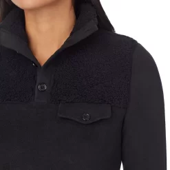 Women's Cuddl Duds® Fleecewear With Stretch Mock Henley Long Sleeve Top With Sherpa -Cuddl Duds Shop 5668410 ALT4
