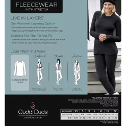 Women's Cuddl Duds® Fleecewear With Stretch Long Sleeve Crewneck Top -Cuddl Duds Shop 5670493 ALT99
