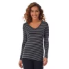 Women's Cuddl Duds® Softwear With Stretch Long Sleeve V-Neck Top -Cuddl Duds Shop 5671463 Tonal Stripe