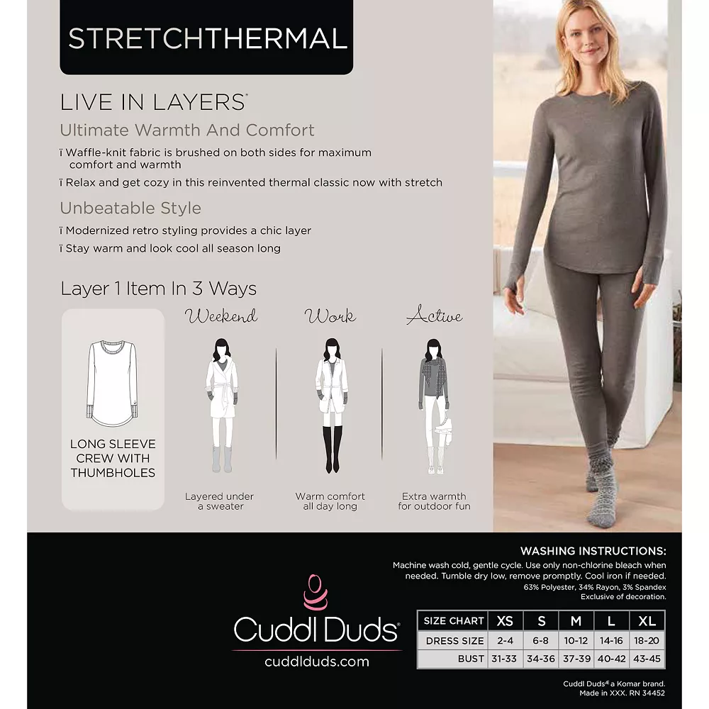 Women's Cuddl Duds® Long Sleeve Crewneck Stretch Thermal Top 8 Women's Cuddl Duds® Long Sleeve Crewneck Stretch Thermal Top - Image 6