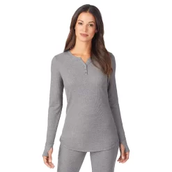 Women's Cuddl Duds® Long Sleeve Split V-Neck Stretch Thermal Top -Cuddl Duds Shop 5673068 ALT2