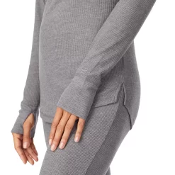 Women's Cuddl Duds® Long Sleeve Split V-Neck Stretch Thermal Top -Cuddl Duds Shop 5673068 ALT3