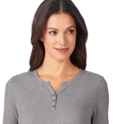 Women's Cuddl Duds® Long Sleeve Split V-Neck Stretch Thermal Top -Cuddl Duds Shop 5673068 ALT4