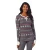Women's Cuddl Duds® Long Sleeve Split V-Neck Stretch Thermal Top -Cuddl Duds Shop 5673068 Grey Multi Fairisle