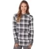 Women's Cuddl Duds® Long Sleeve Stretch Thermal Hooded Tunic Top -Cuddl Duds Shop 5673069 Grey Buffalo Check