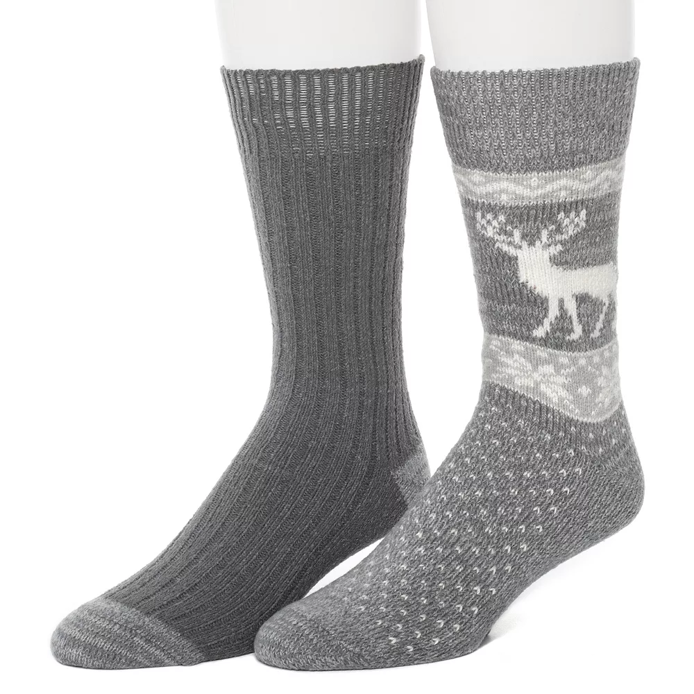 Men's ClimateSmart By Cuddl Duds 2-Pack Deer Fairisle Crew Socks 3 Men's ClimateSmart By Cuddl Duds 2-Pack Deer Fairisle Crew Socks