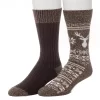 Men's ClimateSmart By Cuddl Duds 2-Pack Geometric Deer Fairisle Crew Socks