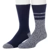 Men's ClimateSmart By Cuddl Duds 2-Pack Sports Stripe Crew Socks -Cuddl Duds Shop 5735085 Navy