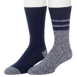 Men's ClimateSmart By Cuddl Duds 2-Pack Sports Stripe Crew Socks
