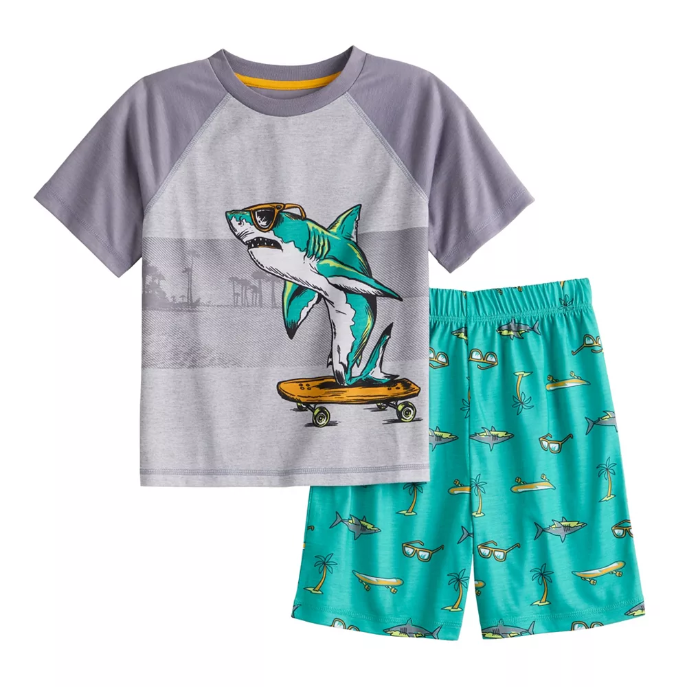 Boys 6-18 Cuddl Duds Skater Shark Tee & Shorts Pajama Set 3 Boys 6-18 Cuddl Duds Skater Shark Tee & Shorts Pajama Set