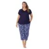 Plus Size Cuddl Duds 3-pc. V-Neck Pajama Top, Pajama Capri Pants & Headband Sleep Set -Cuddl Duds Shop 5799650 Indigo Ikat Geo