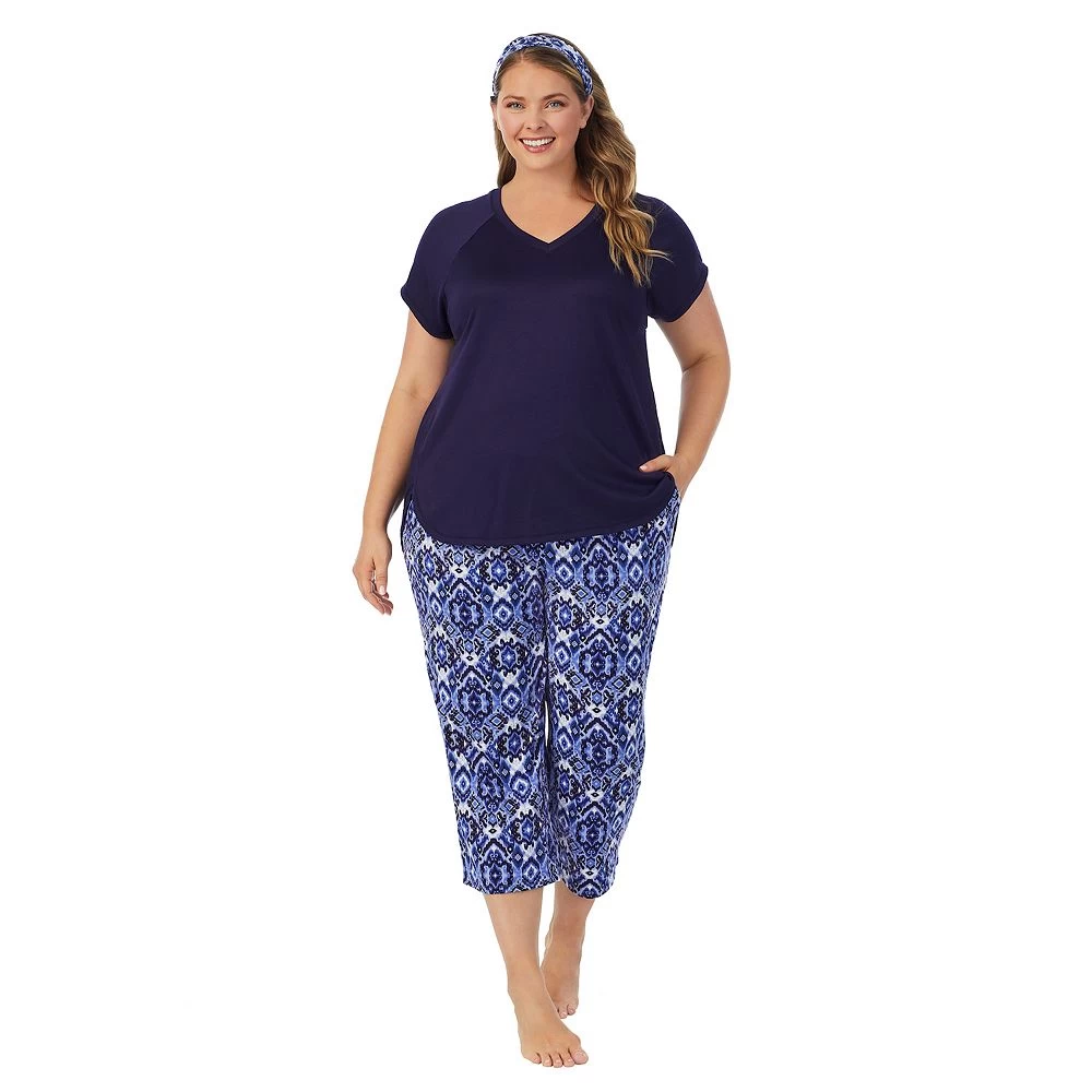 Plus Size Cuddl Duds 3-pc. V-Neck Pajama Top, Pajama Capri Pants & Headband Sleep Set 3 Plus Size Cuddl Duds 3-pc. V-Neck Pajama Top, Pajama Capri Pants & Headband Sleep Set