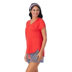 Women's Cuddl Duds 3-pc. V-Neck Pajama Top, Pajama Boxer Shorts & Headband Sleep Set 7 Women's Cuddl Duds 3-pc. V-Neck Pajama Top, Pajama Boxer Shorts & Headband Sleep Set -Cuddl Duds Shop 5799651 ALT2
