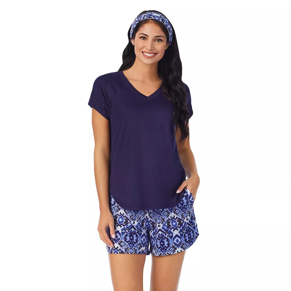 Women's Cuddl Duds 3-pc. V-Neck Pajama Top, Pajama Boxer Shorts & Headband Sleep Set 3 Women's Cuddl Duds 3-pc. V-Neck Pajama Top, Pajama Boxer Shorts & Headband Sleep Set