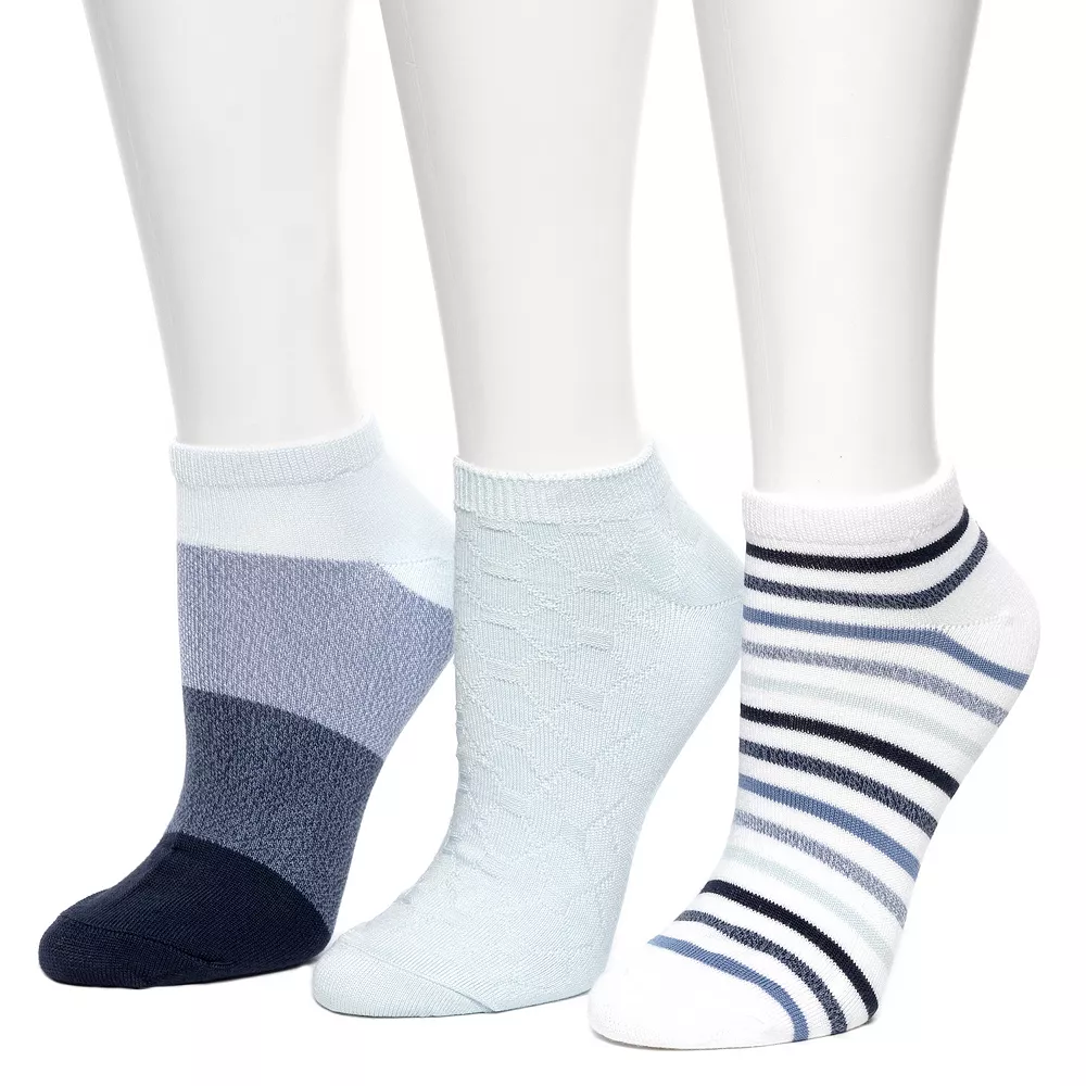Women's Cuddl Duds® 3 Pair Stripe Tile Low Cut Socks 3 Women's Cuddl Duds® 3 Pair Stripe Tile Low Cut Socks